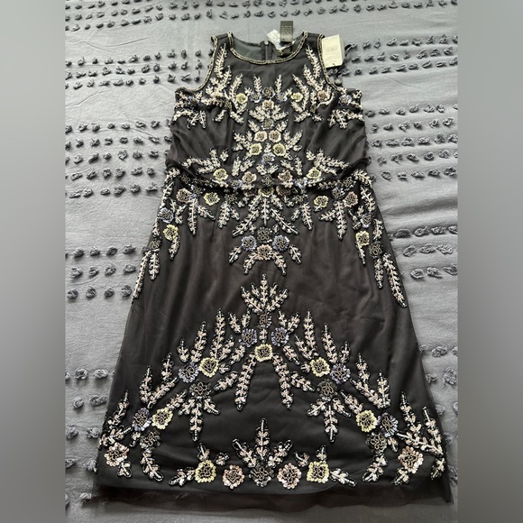 Adrianna Papell Women's Beaded Surplice Gown(Navy/Gunmetal) - Adrianna Papell Clothing Sale